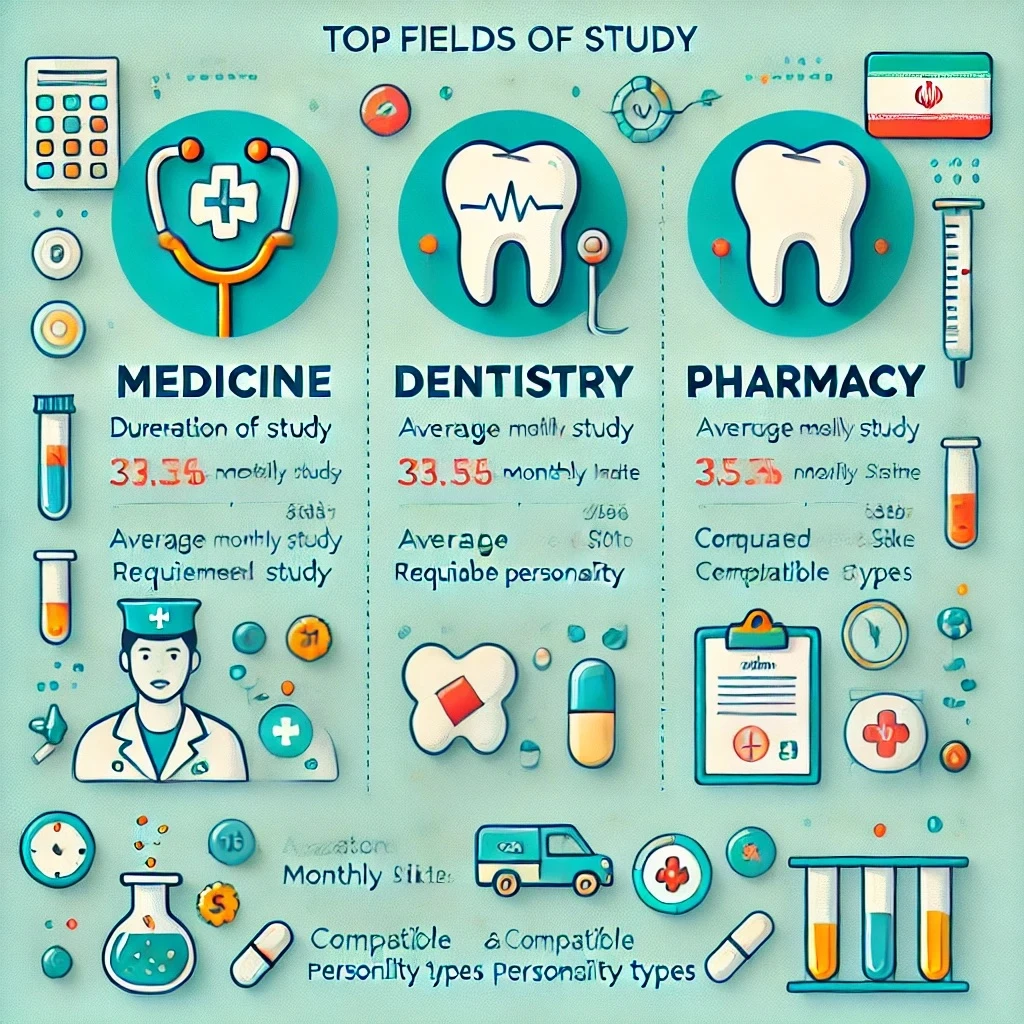 ‎مقایسه سه رشته برتر تجربی: پزشکی، دندان‌پزشکی و داروسازی